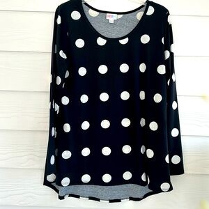 LuLaRoe White Polka Dot Black Top